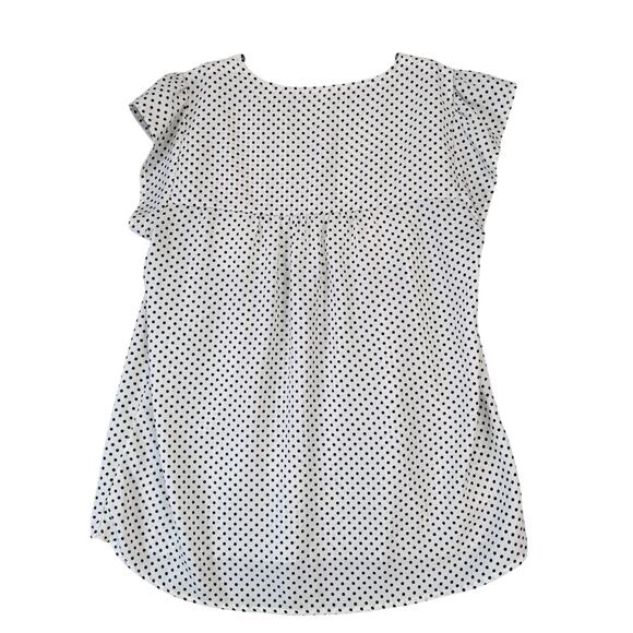 Savanna Jane Floral Embroidered Blouse Women's L B&W Polka Dot Babydoll Top Boho - Picture 2 of 10